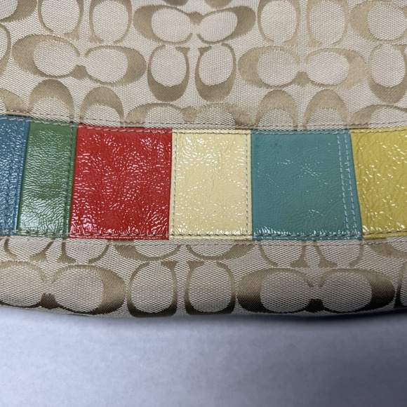 Coach Y2K Khaki Logo Color Block Stripe Crossbody Bag F17441 Adjustable Strap - Picture 5 of 12